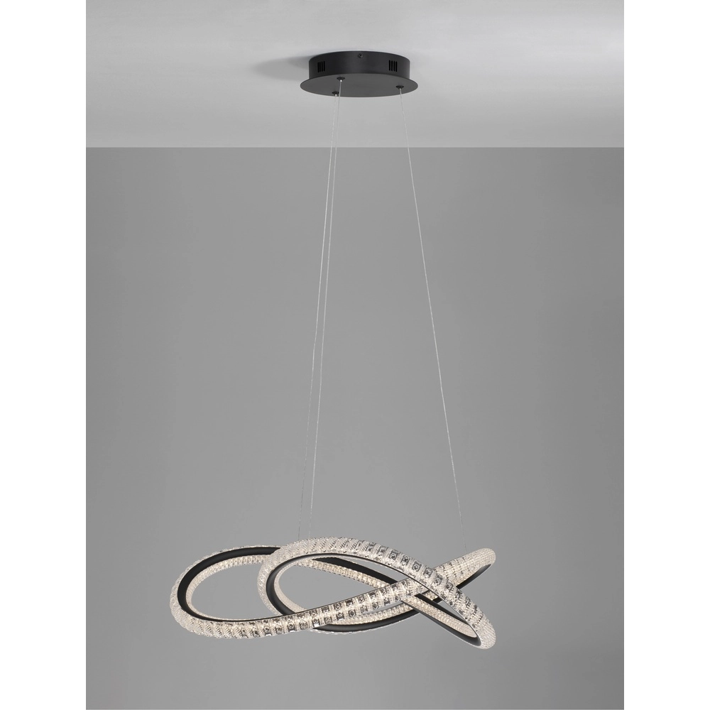 Design hanglamp Ginevra zwart Ø 58cm Lyora 5212017433473