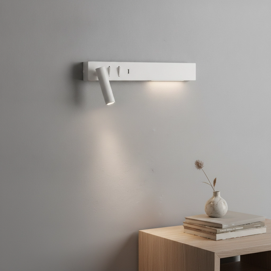 Bedlampje Vida links wit met usb
