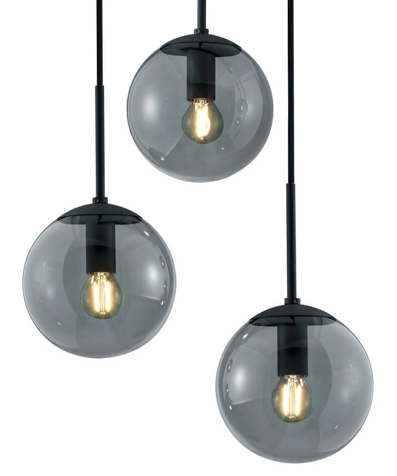 Vide hanglamp Balini zwart met smoke glas Trio 4017807468625