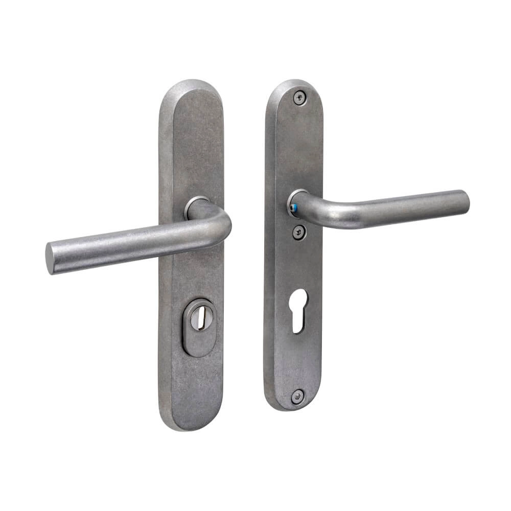 Achterdeurbeslag ovaal Aurano PC 72mm RVS getrommeld