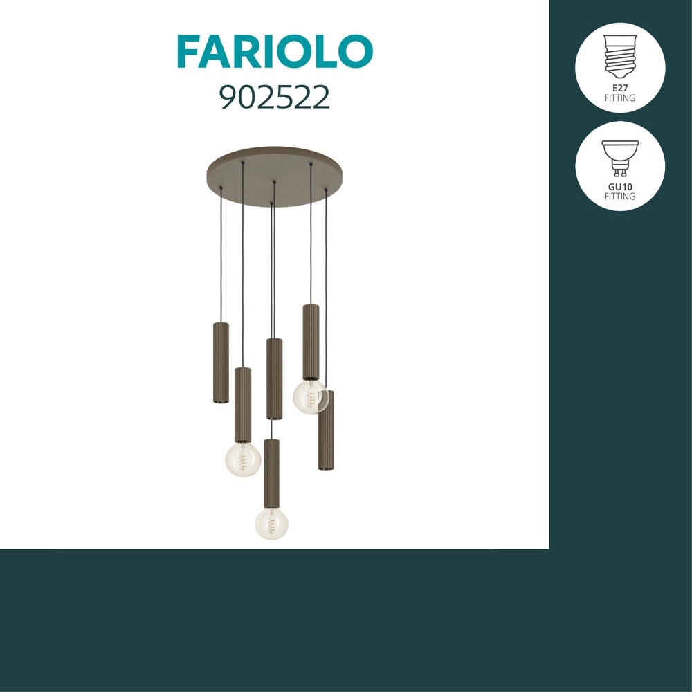 Design hanglamp Fariolo brons 6-lichts Ø 48cm Eglo 9008606391639