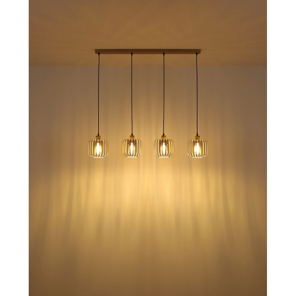 4-lichts hanglamp Alfred zand bruin Globo 9007371533619