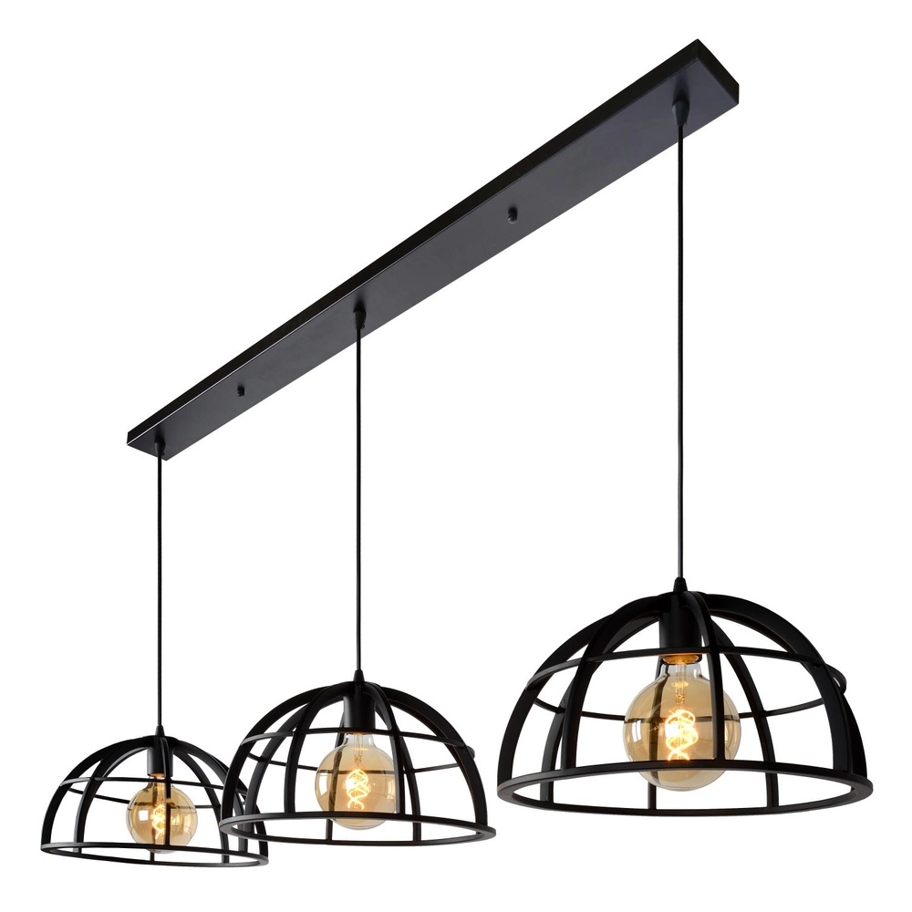 3-lichts hanglamp Dikra industrieel zwart Lucide 5411212761026
