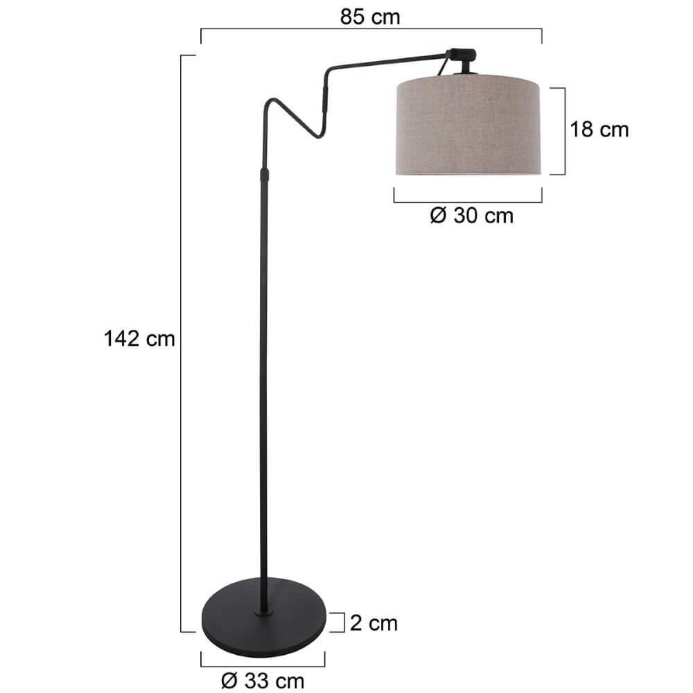 Staande leeslamp Linstrom met taupe linnen kap Steinhauer 8712746172331