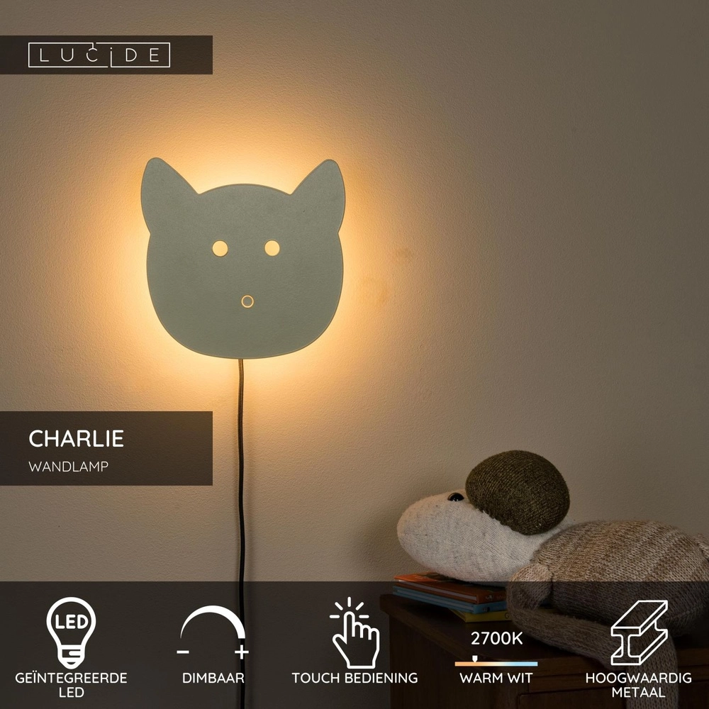 Kinderkamer wandlamp Charlie groen Lucide 5411212441768