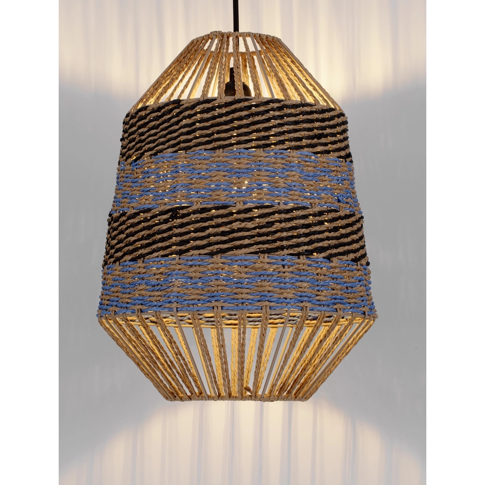 Rotan hanglamp Copos blauw met bruin Lyora 5212017477361