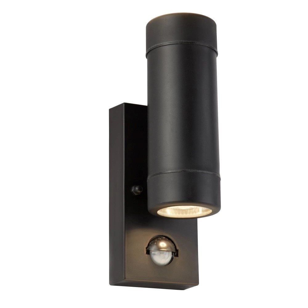 Kunststof wandspot Coastal Up - Down 2-lichts met sensor zwart Kunststof wandspot Coastal Up - Down 2-lichts met sensor zwart