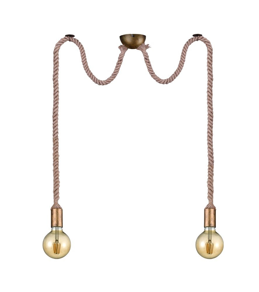 Hanglamp Cord touwlamp 2-lichts brons Trio 4017807408591