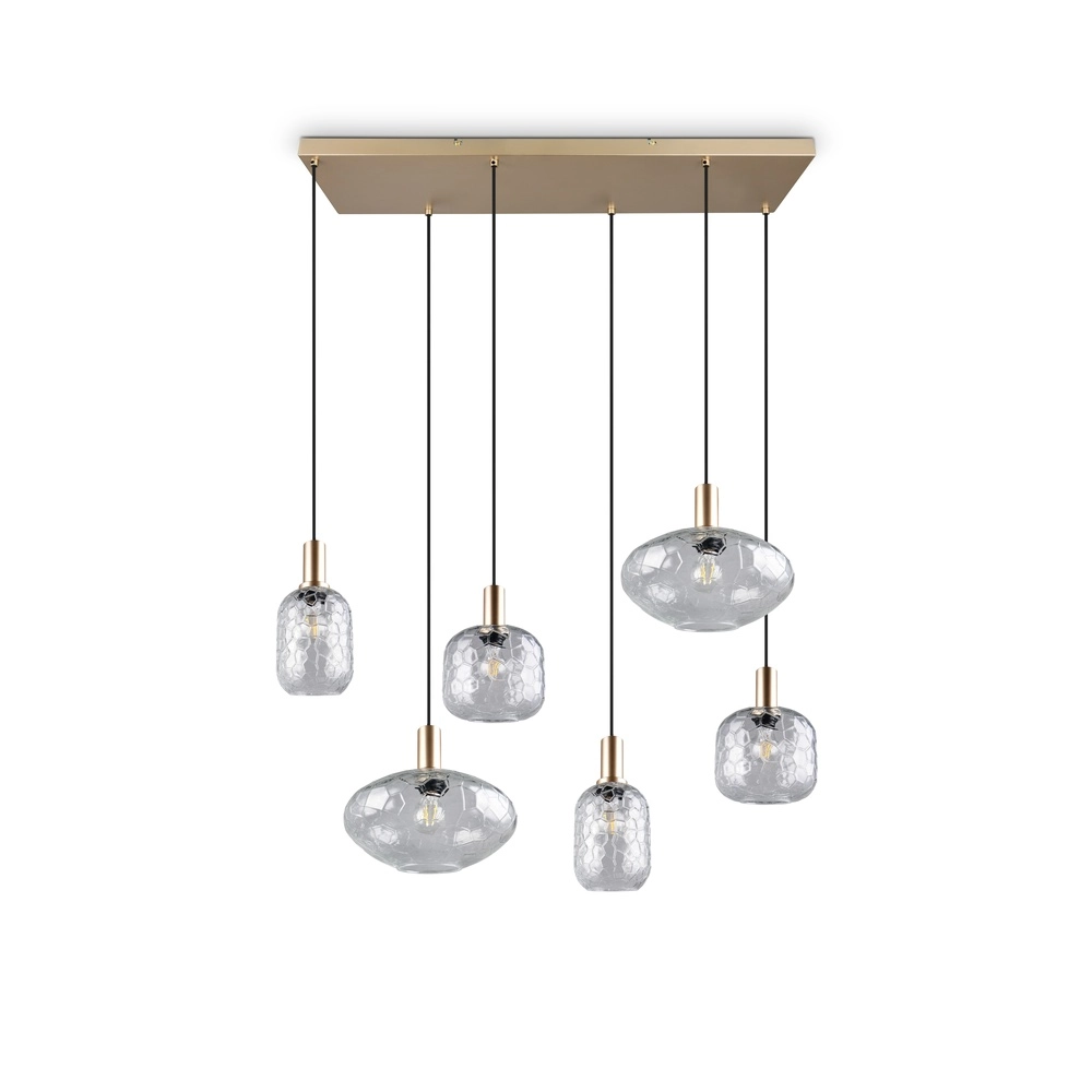 6-lichts hanglamp Emelie goud met smoke glas Trio 4017807702576