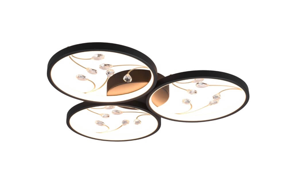 Zwarte led plafonnière Groovy 3-lichts Trio 4017807541816