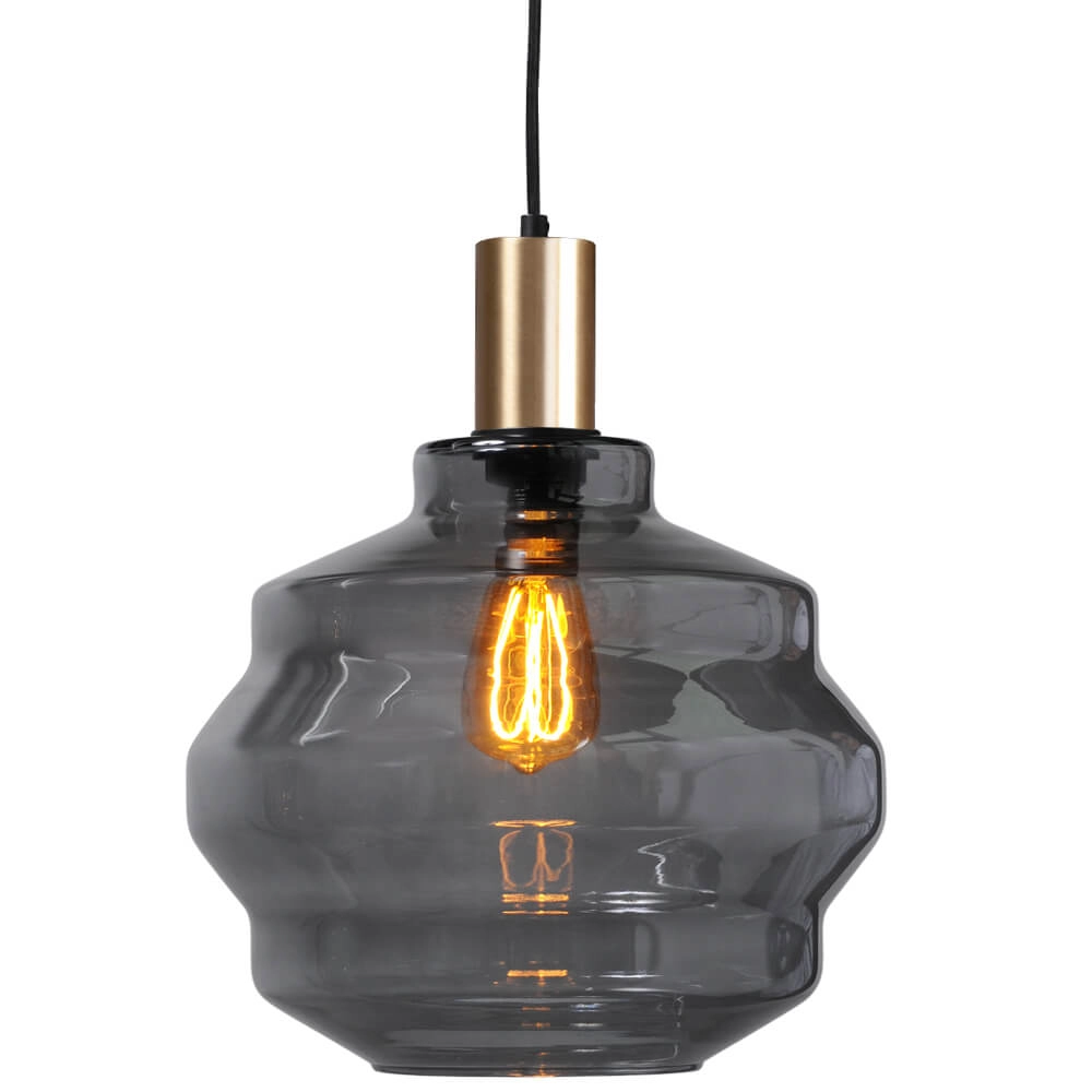 3-lichts hanglamp - goud - Porto met Ball smoke glazen - Ø 30cm Masterlight 8718121269610