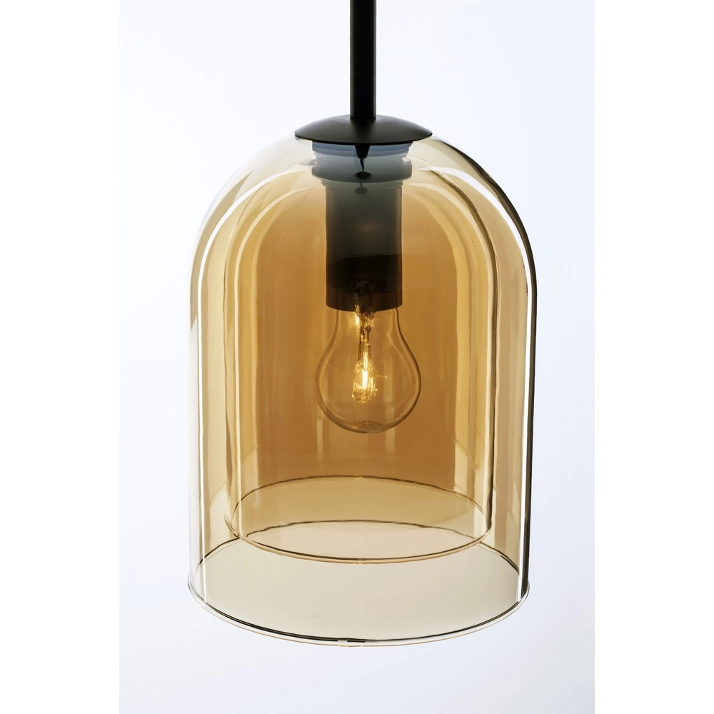 Hanglamp Velor enkel zwart met amber glas Lyora 5212017431202
