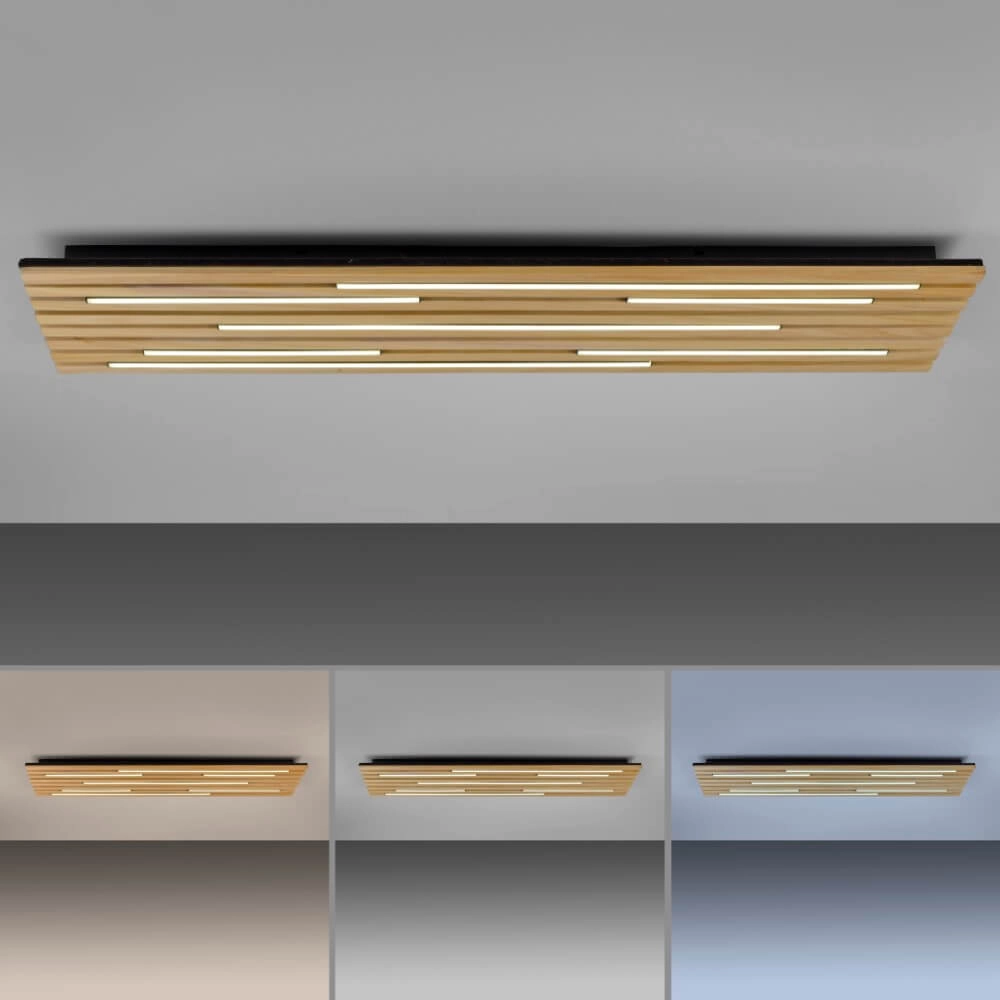 Rechthoekige plafondlamp Q-Akustik hout Paul Neuhaus 4012248385371