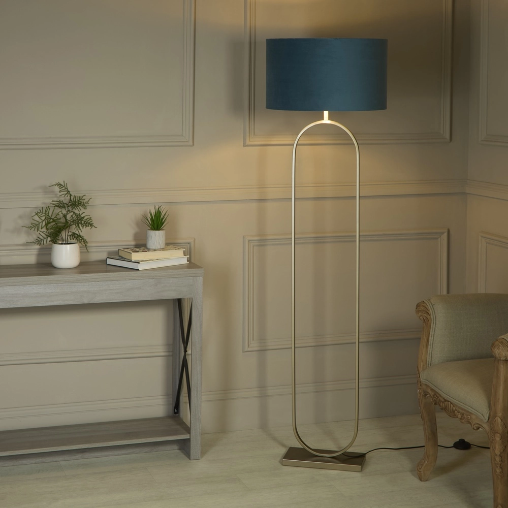 Vloerlamp Modish brons met groen blauwe kap Searchlight 5053423307671