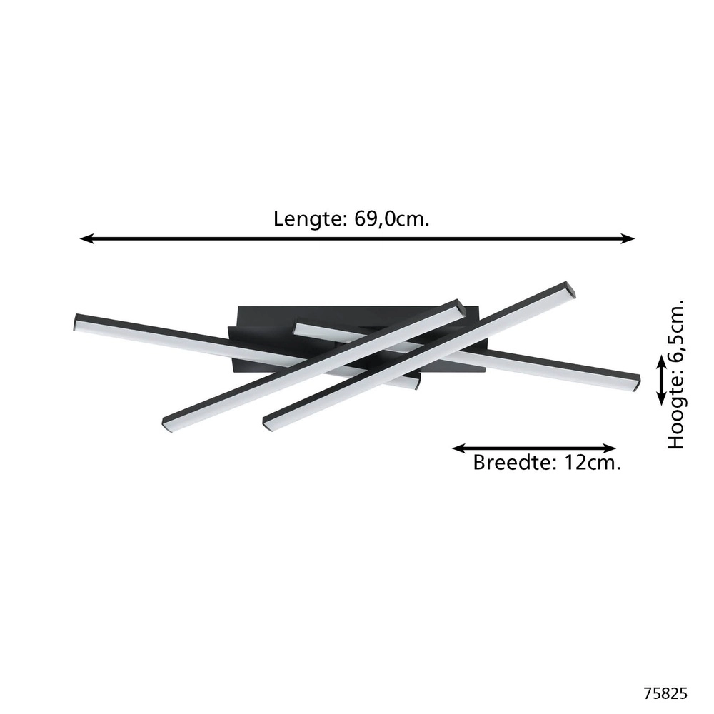 Design plafondlamp Vascella zwart 69x12cm Eglo 9002759758257