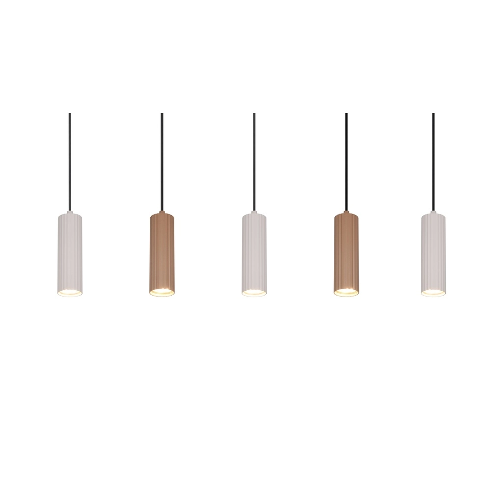 Hanglamp Soka 5-lichts mokka bruin en grijs Trio 4017807670158