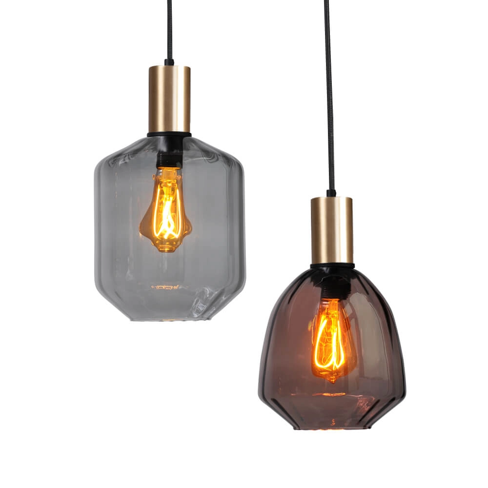 6-lichts hanglamp - goud - Porto met verschillende glazen Masterlight 8718121270661