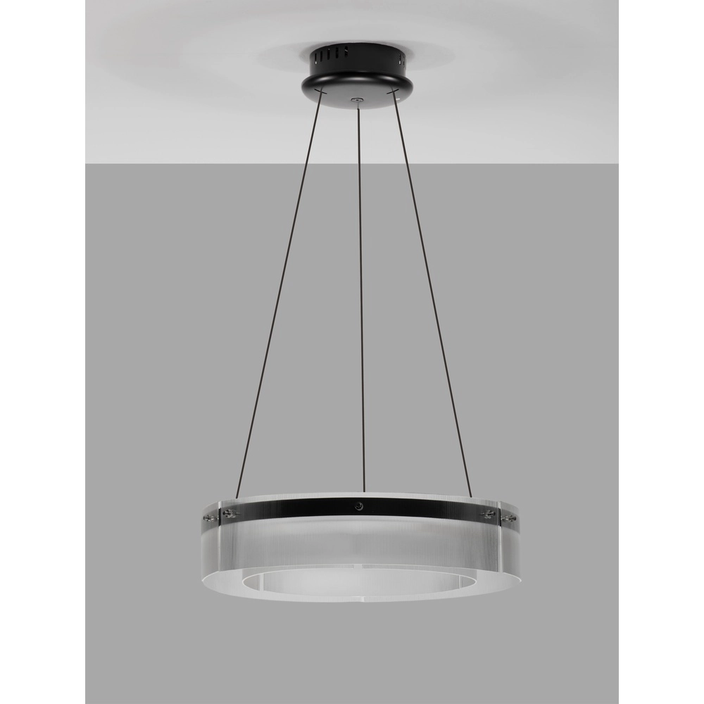 Design hanglamp Pauline zwart met glas Ø 55cm Lyora 5212017445377