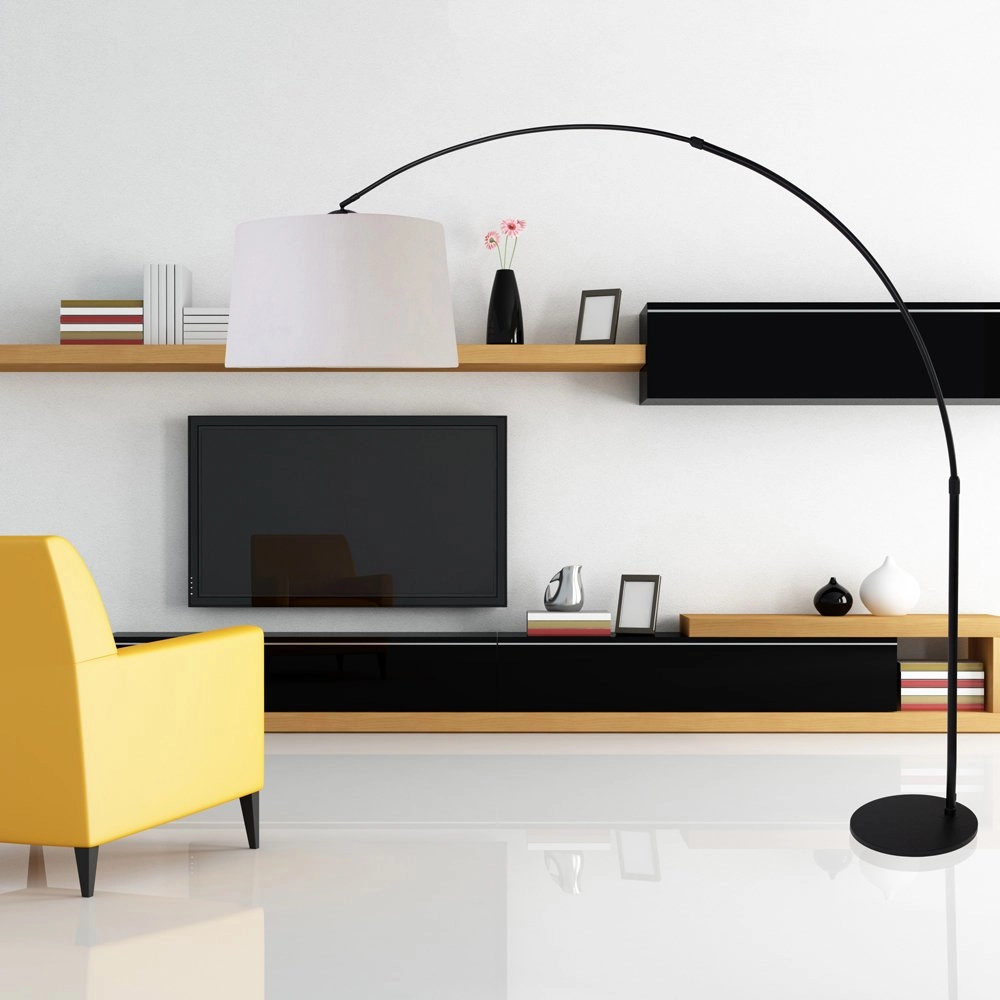 Booglamp Stresa zwart met wit linnen kap Steinhauer 8712746106626