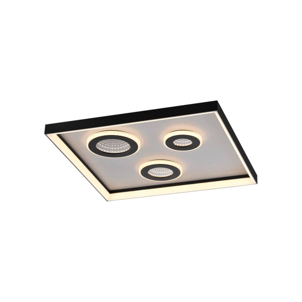 Vierkante plafondlamp Dune zwart