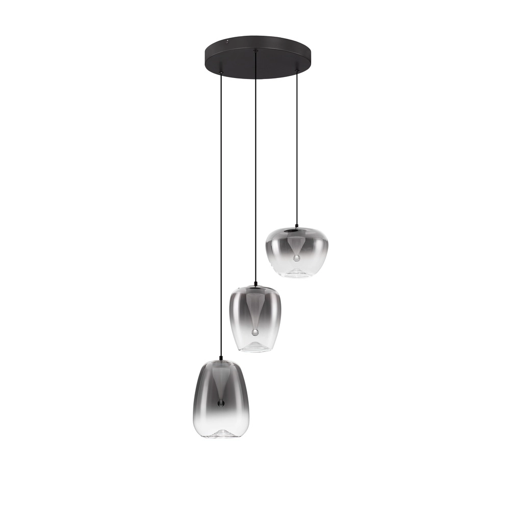 Design hanglamp Oblo 3-lichts smoke glas Lyora 5212017474124