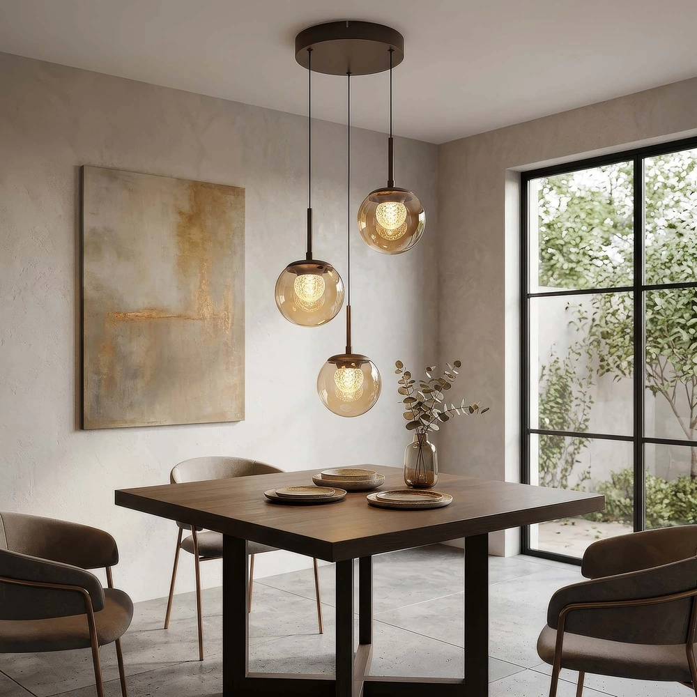 Design hanglamp Solis brons Ø 35cm 3-lichts Searchlight 5,05342E+12
