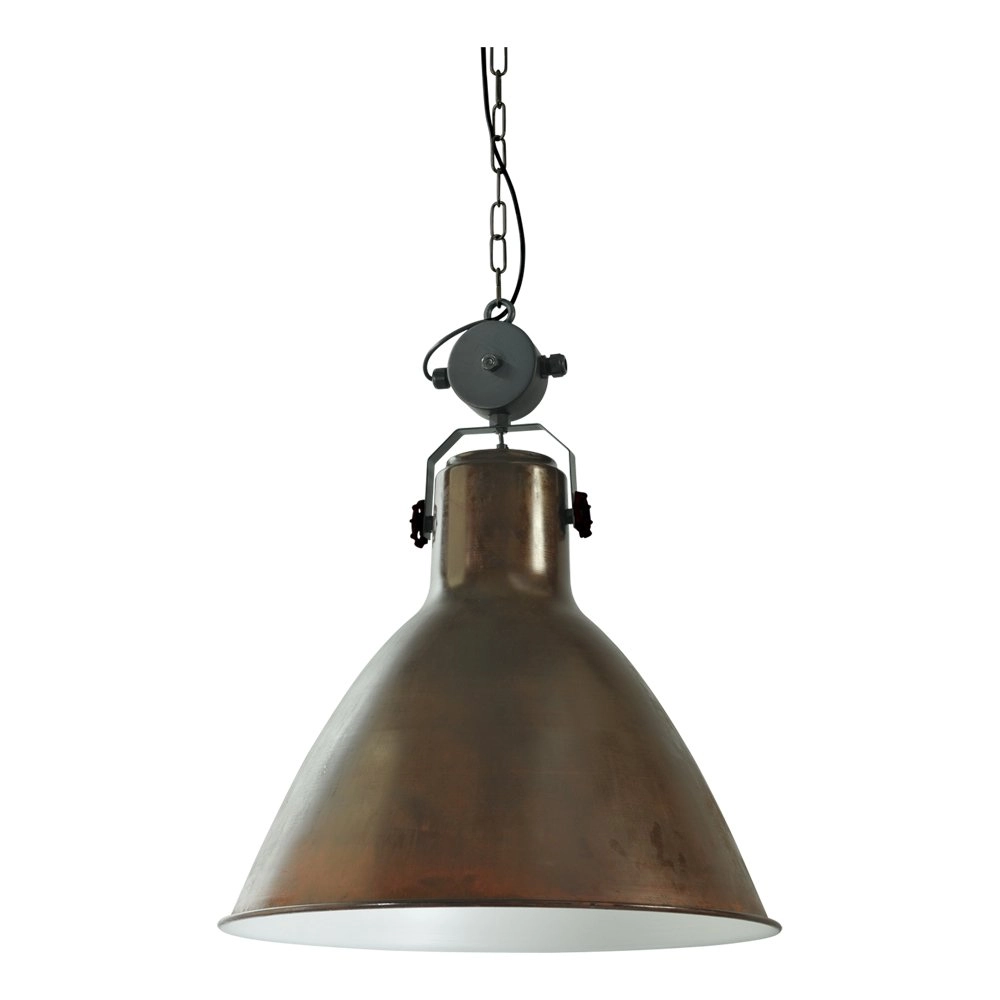Landelijke industrie hanglamp Industria 58 Block koperbruin met zwart