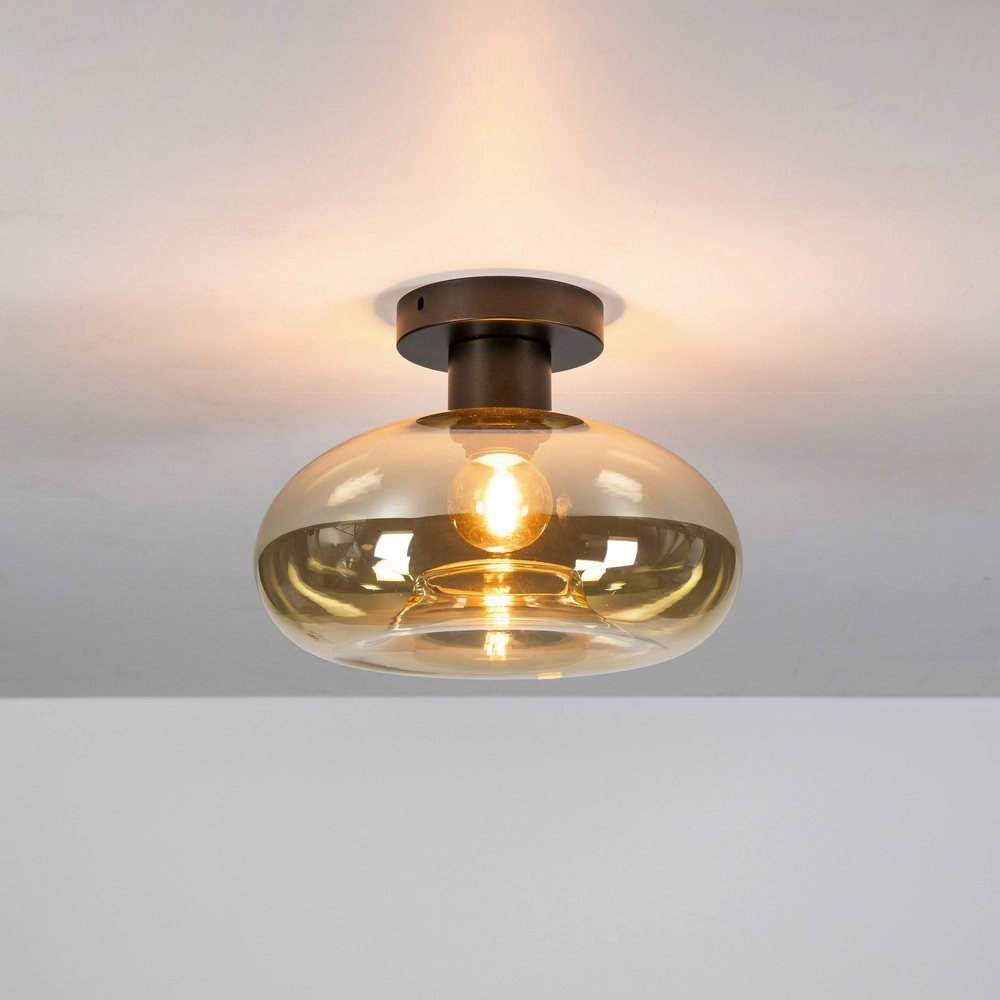 Glazen plafondlamp Soll Ø 27cm - amber glas