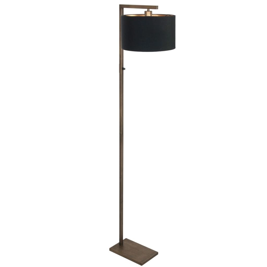 Vloerlamp brons Stang met zwarte kap Steinhauer 8712746189698