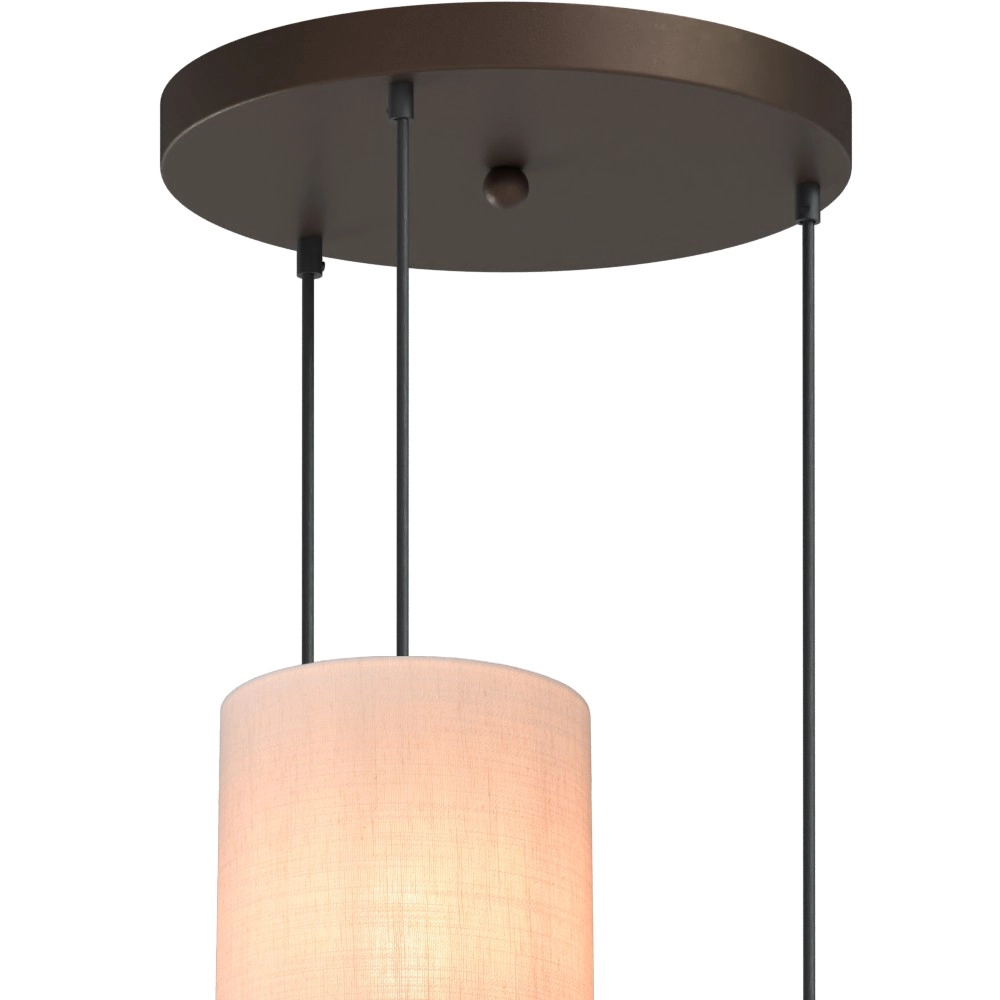 3-lichts hanglamp Lisbourg cacao met off white kap Masterlight
