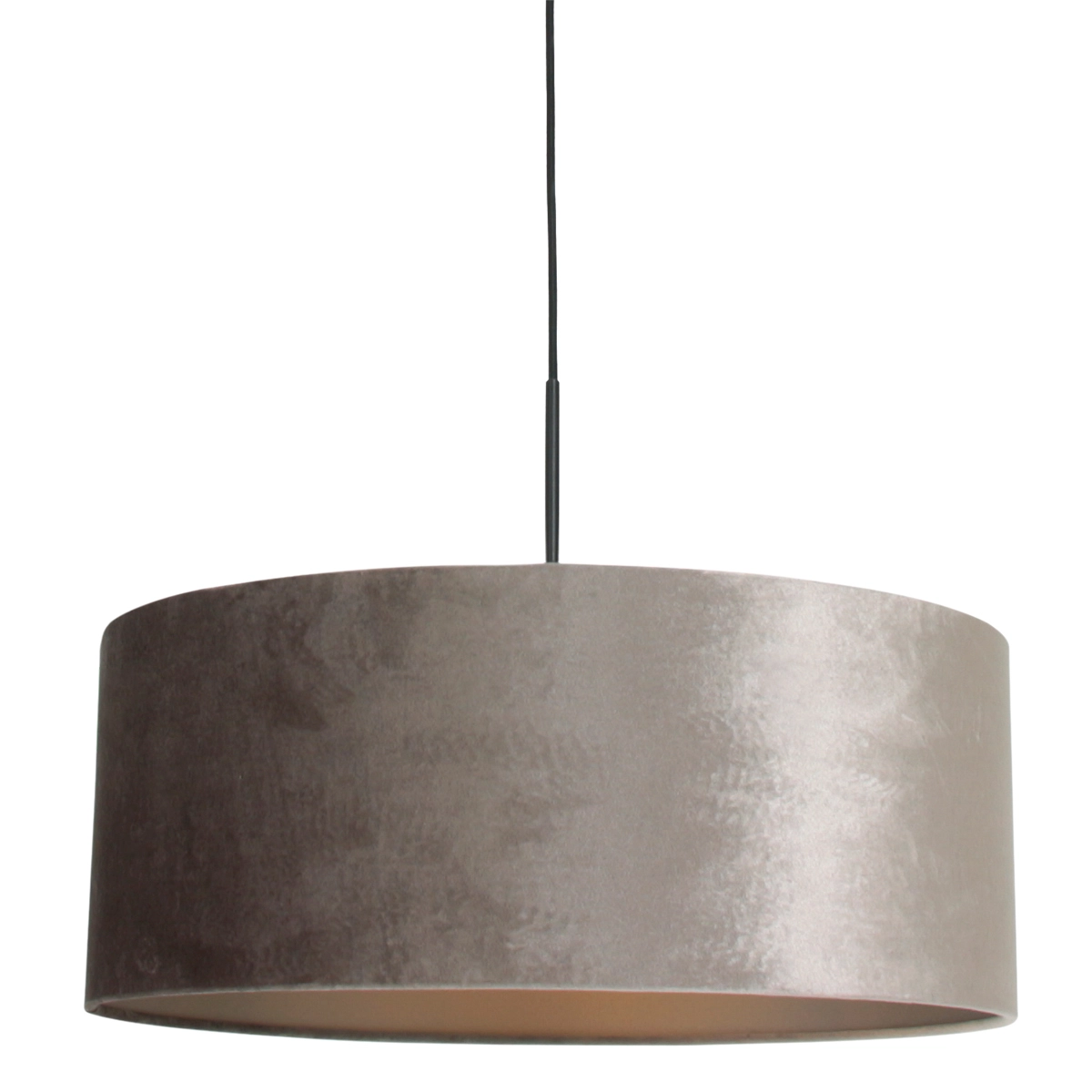 Hanglamp Sparkled 50cm zwart met Taupe velourse kap Hanglamp Sparkled 50cm zwart met Taupe velourse kap