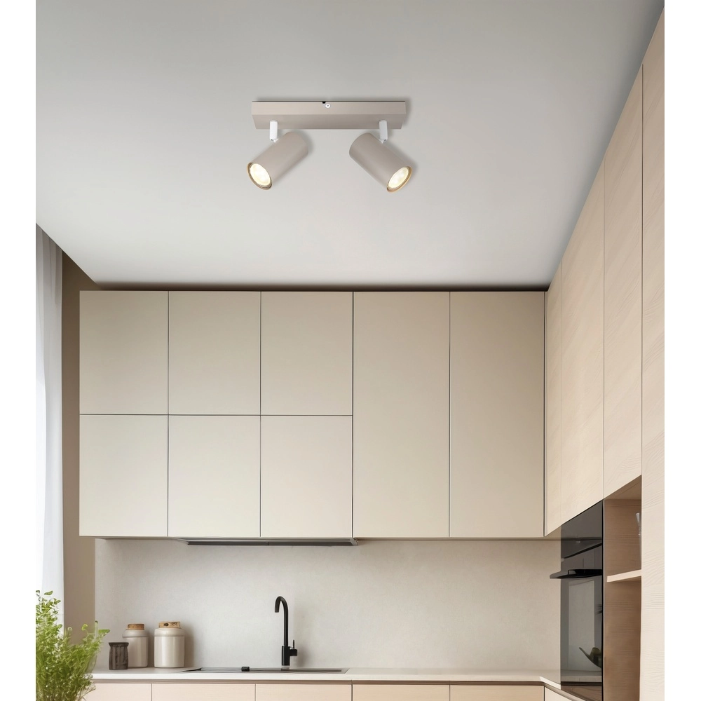 2-lichts plafondspot Robby zand bruin Globo 9007371566457