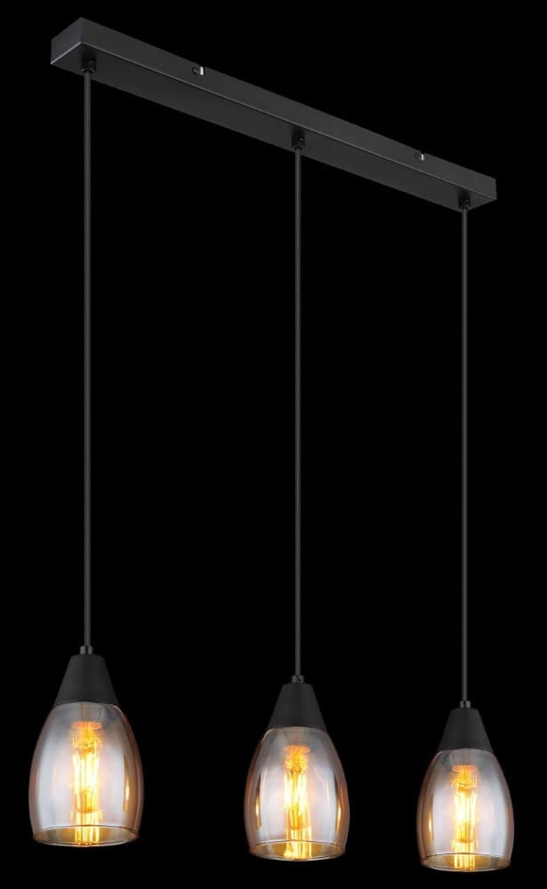 3-lichts hanglamp Reid amber glas Globo 9007371438730