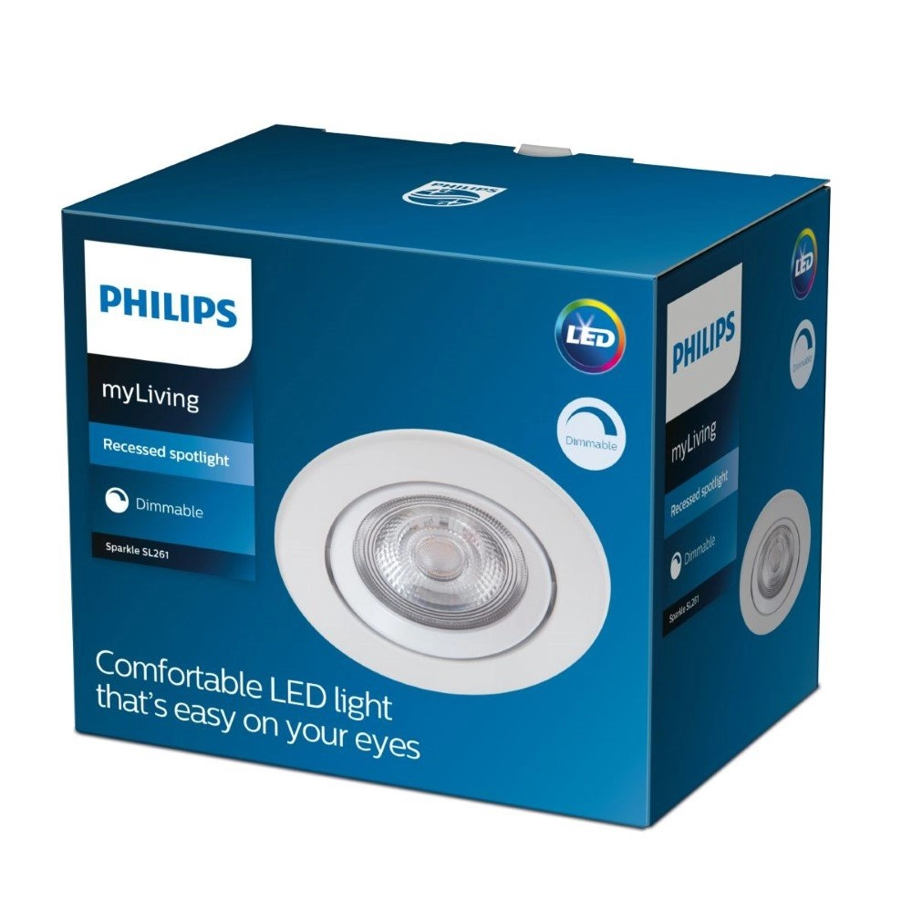 Led inbouwspot Sparkle 5w - 2700K - 8,5cm wit Philips 8718699755607