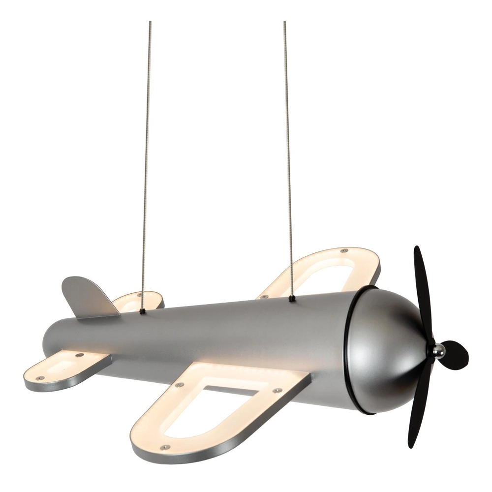 Kinderkamer hanglamp Fokker vliegtuig metaalgrijs Lucide 5411212771520