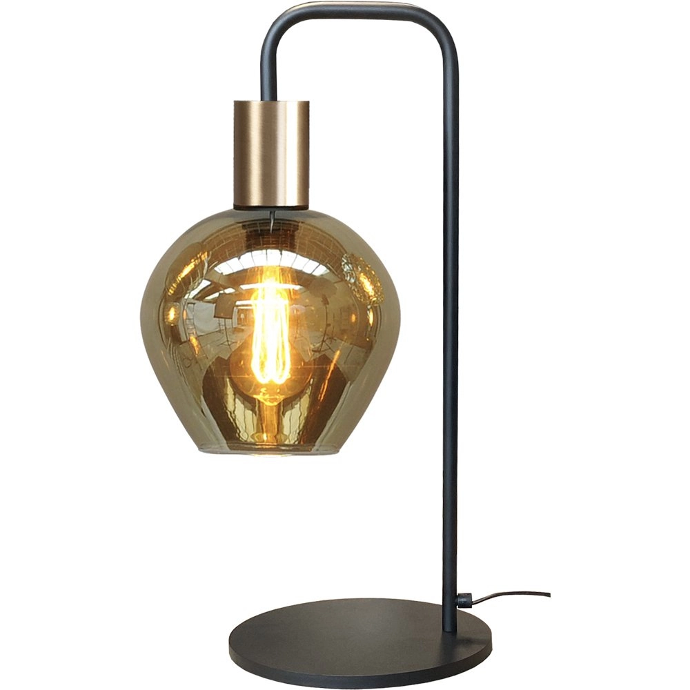 Tafellamp glas Bounty zwart en goud