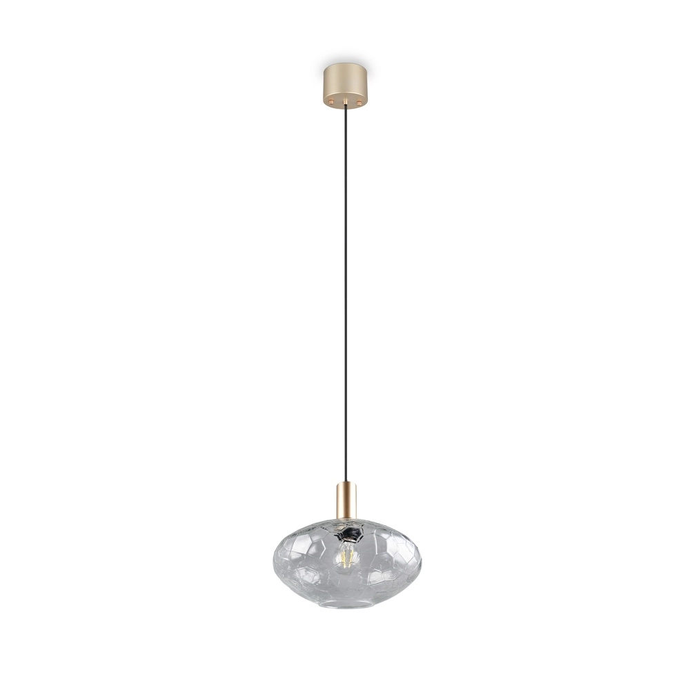 Hanglamp Emelie goud met smoke glas Trio 4017807702538