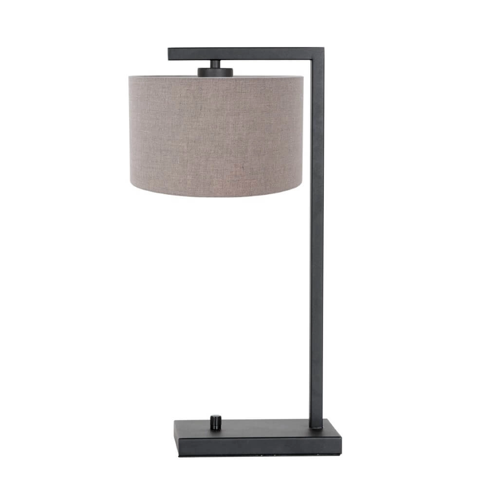 Landelijke schemerlamp Stanger zwart met taupe Steinhauer 8712746152067