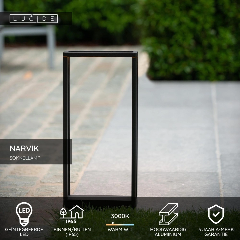 Unieke sokkellamp Narvik zwart Lucide 5411212152039