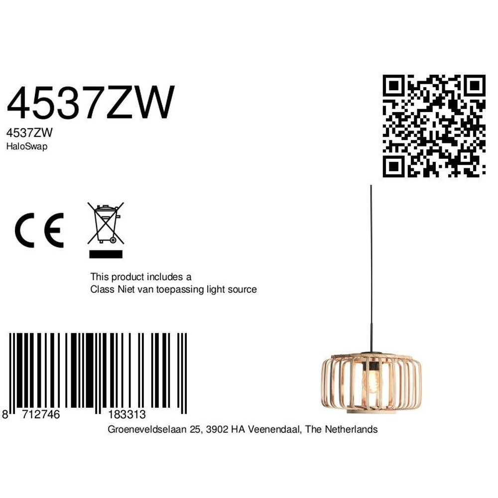 Hanglamp HaloSwap Ø 20cm rotan Steinhauer 8712746183313