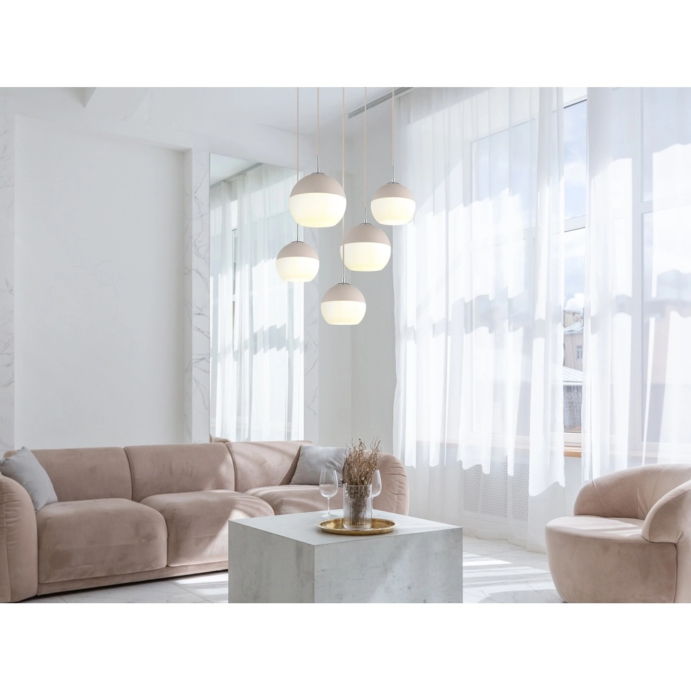 5-lichts hanglamp Ragusa rond zand bruin Globo 9007371566792