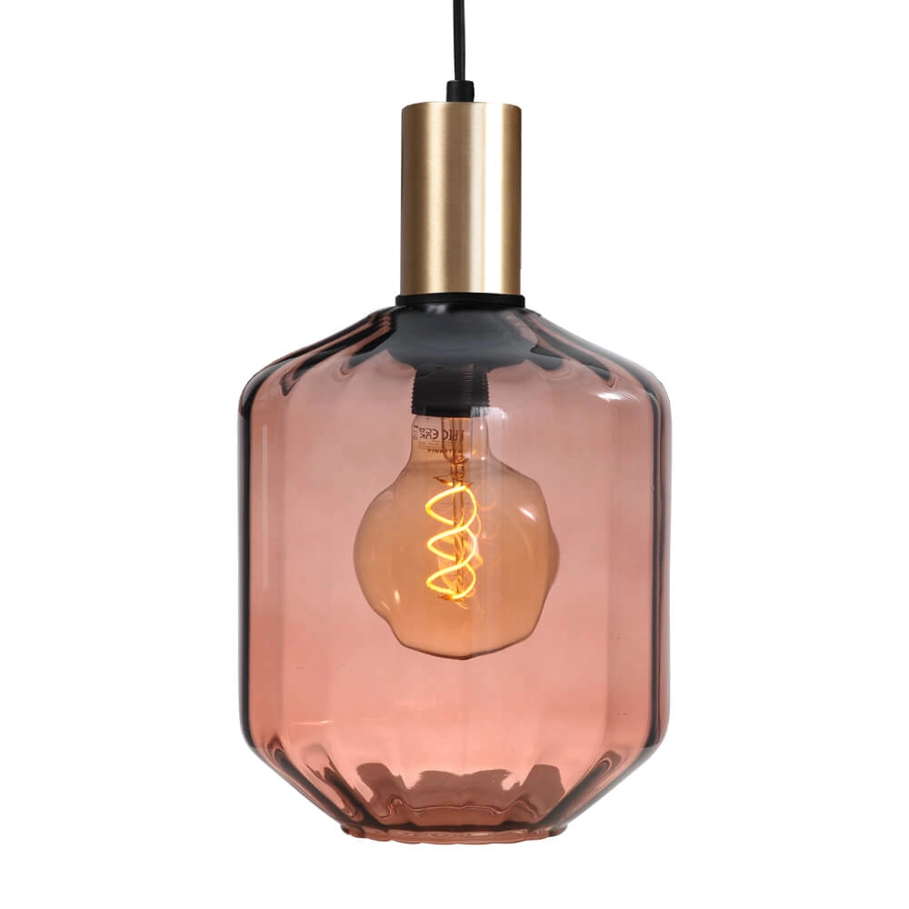 Hanglamp goud Porto met Jagger red glas - Ø 19cm