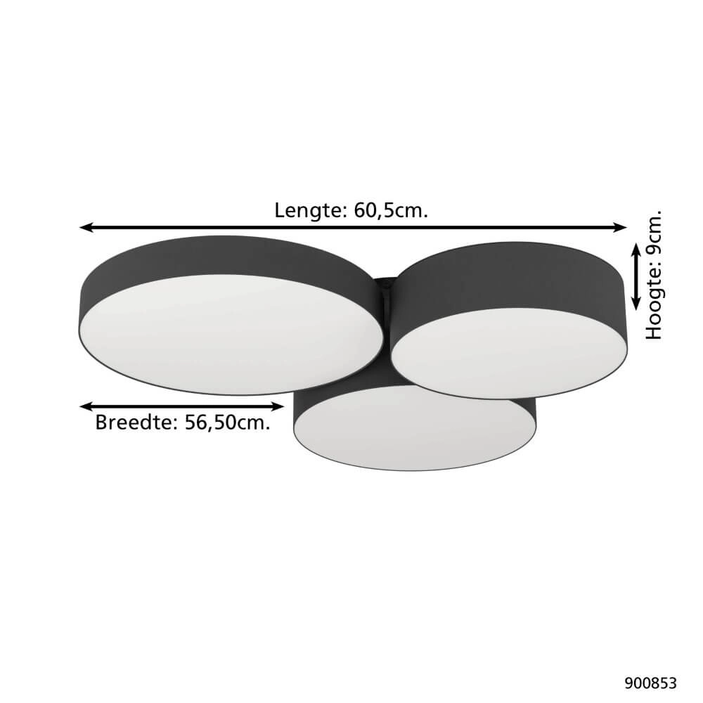 Led plafonnière Barbano-Z 3-lichts - zwart Eglo 9008606274185
