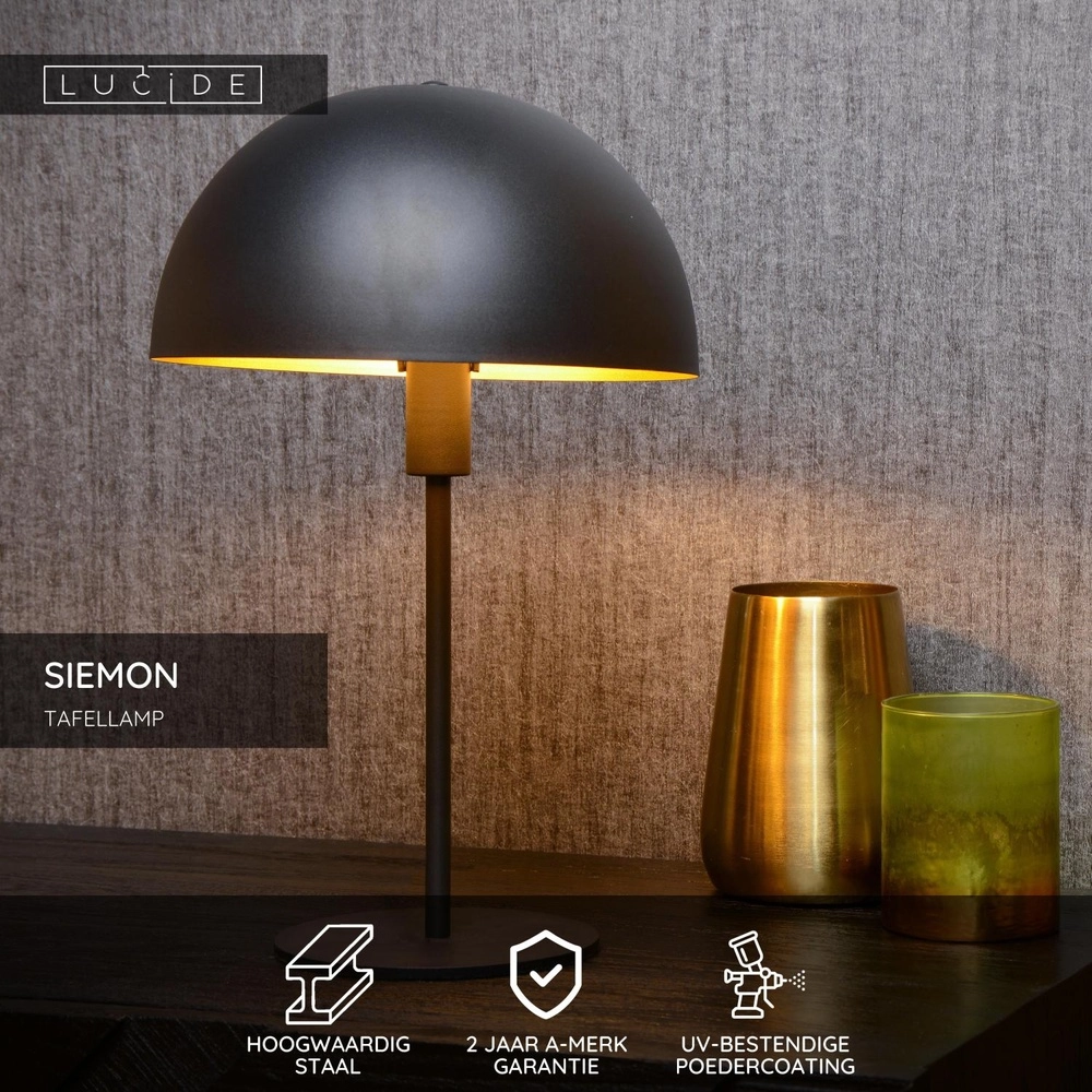 Design tafellamp Siemon zwart Lucide 5411212451521