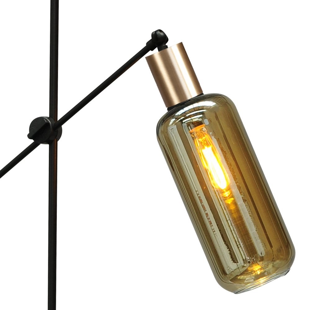 Zwarte vloerlamp Bounty verstelbaar met cilindrisch glas Masterlight 8718121248394