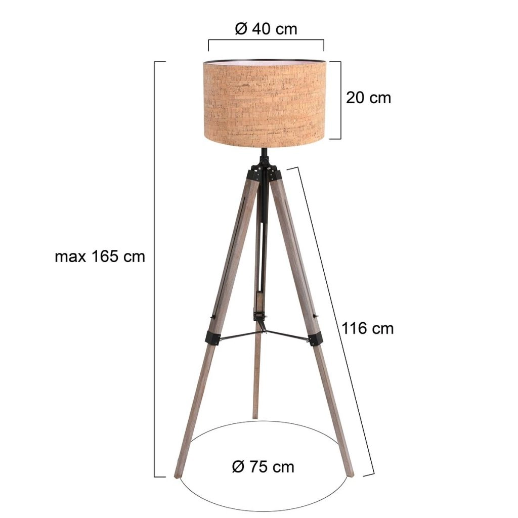 Tripod vloerlamp Triek met kurk kap Ø40cm Steinhauer 8712746180473
