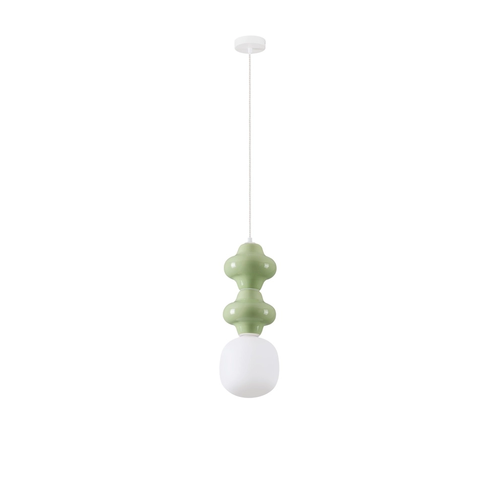 Hanglamp Clio M lichtgroen keramiek met wit glas Lyora 5212017461278