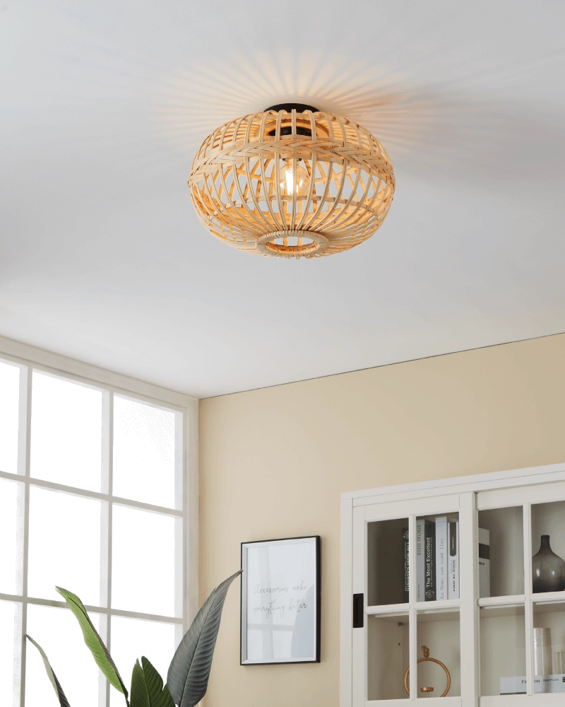 Rotan plafondlamp Amsfield Ø 45cm Eglo 9002759437237