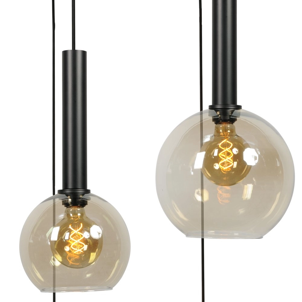Zwarte hanglamp Bella 5-lichts met glasbollen Masterlight 8718121255798