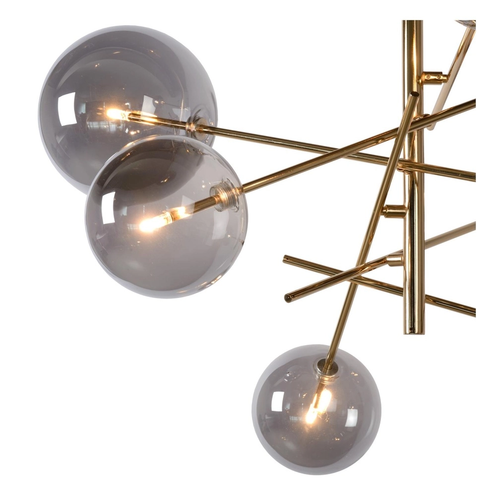 6-lichts hanglamp Alara goud met smoke bollen Lucide 5411212461025